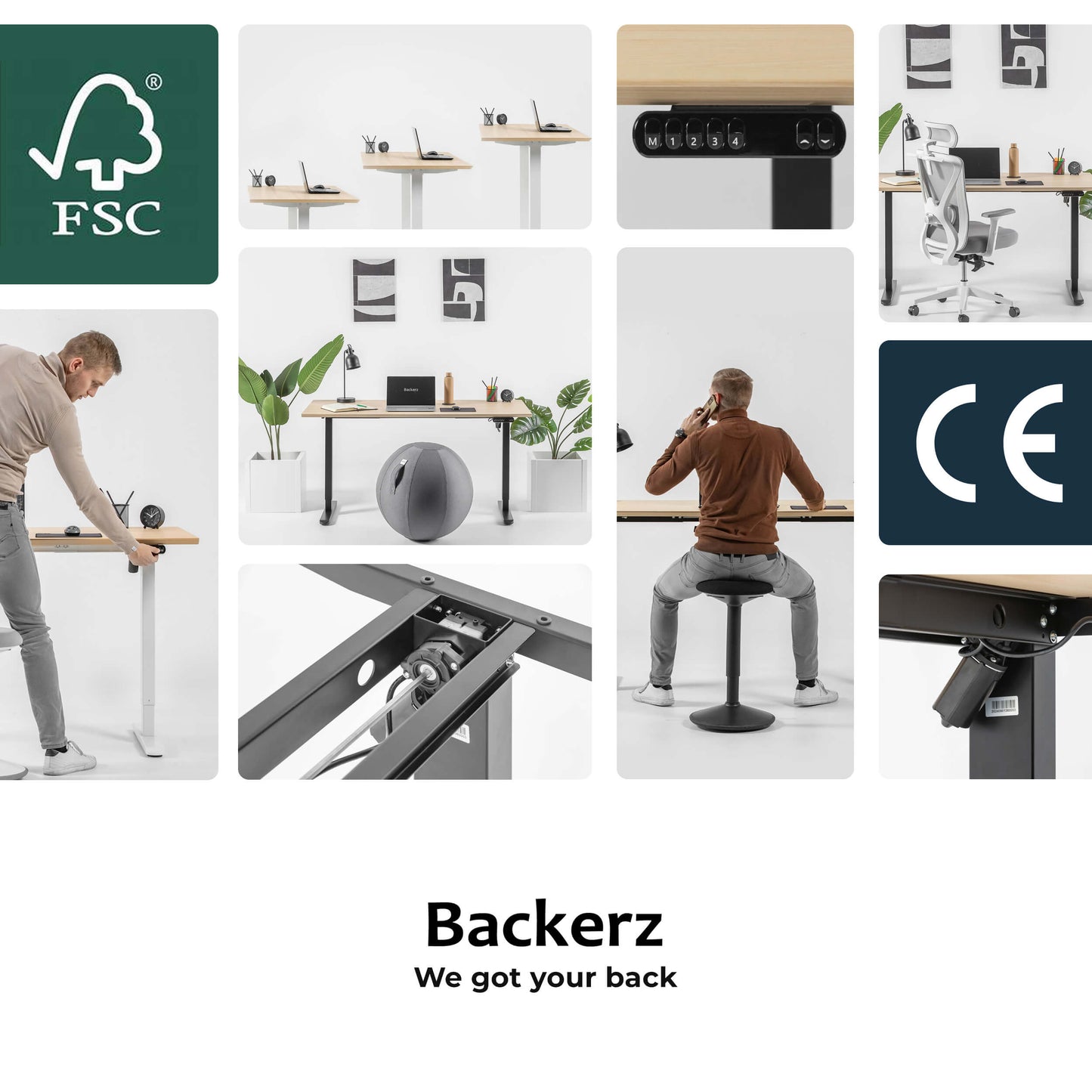 Backerz Zit Sta Bureau Elektrisch