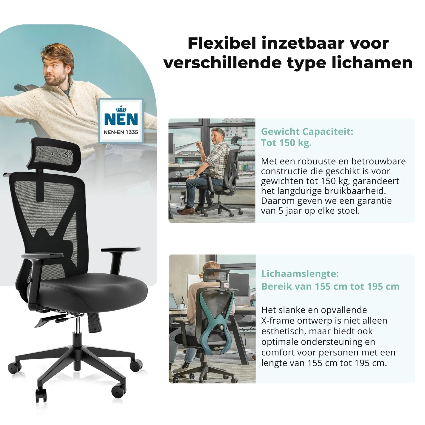 Stijlvolle ergonomische bureaustoel van mesh, biedt comfort en ademend vermogen voor een gezonde werkhouding.