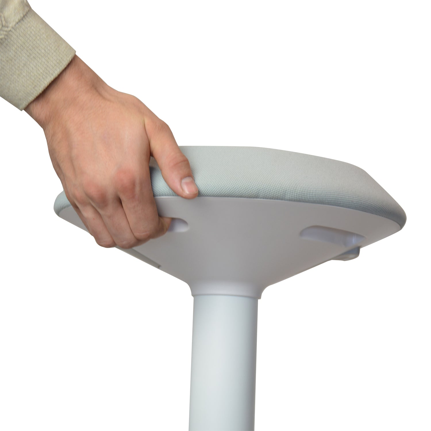 Witte wiebelkruk , ideaal voor een actieve zithouding en snel te monteren in drie eenvoudige stappen.